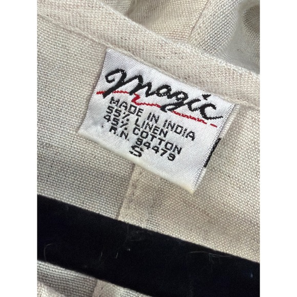 VTG‎ 90's Magic Linen Cotton Blend Dress Set Embroidered Size Small Beige Floral - Picture 6 of 9